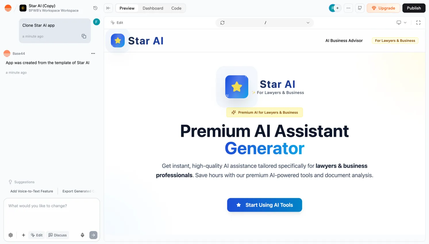 Base44 editor interface