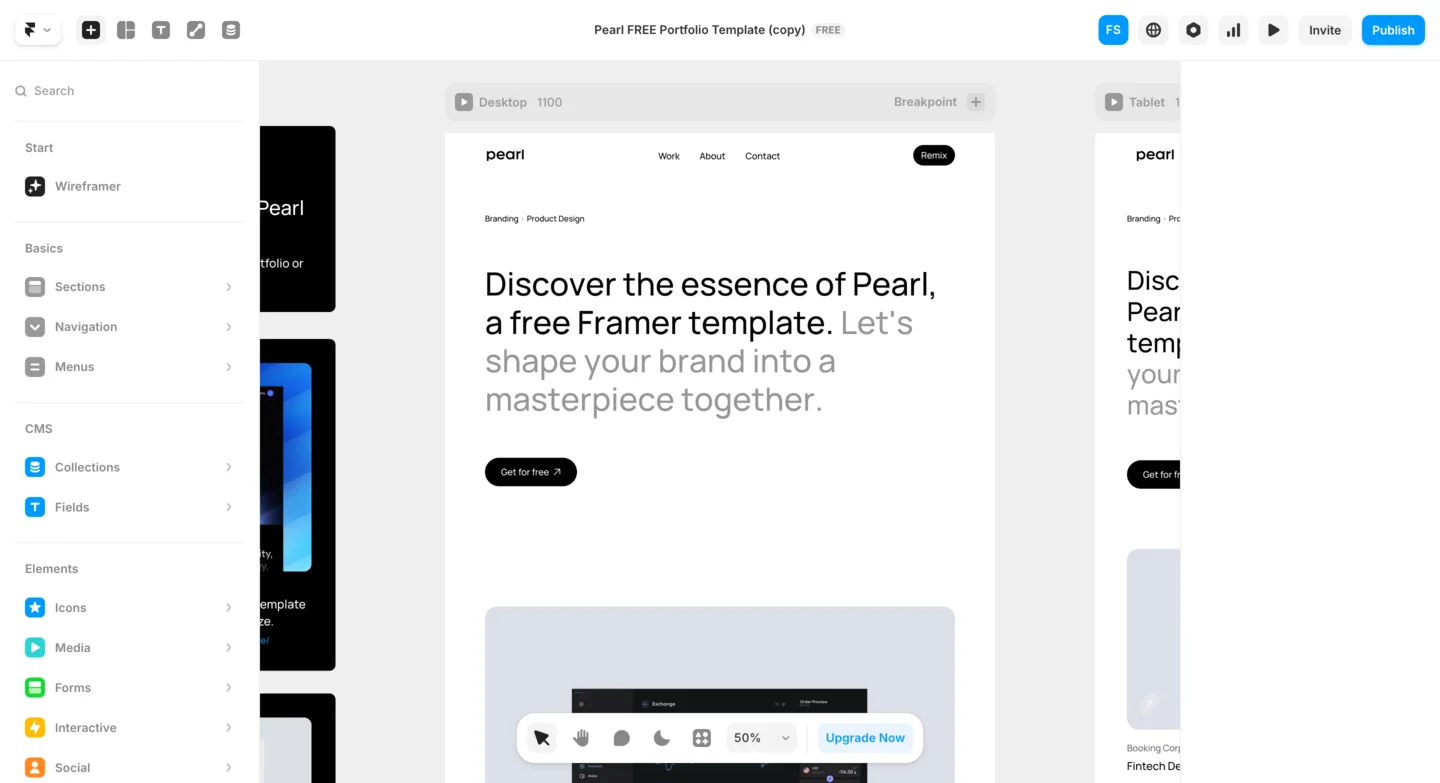 Framer editor interface