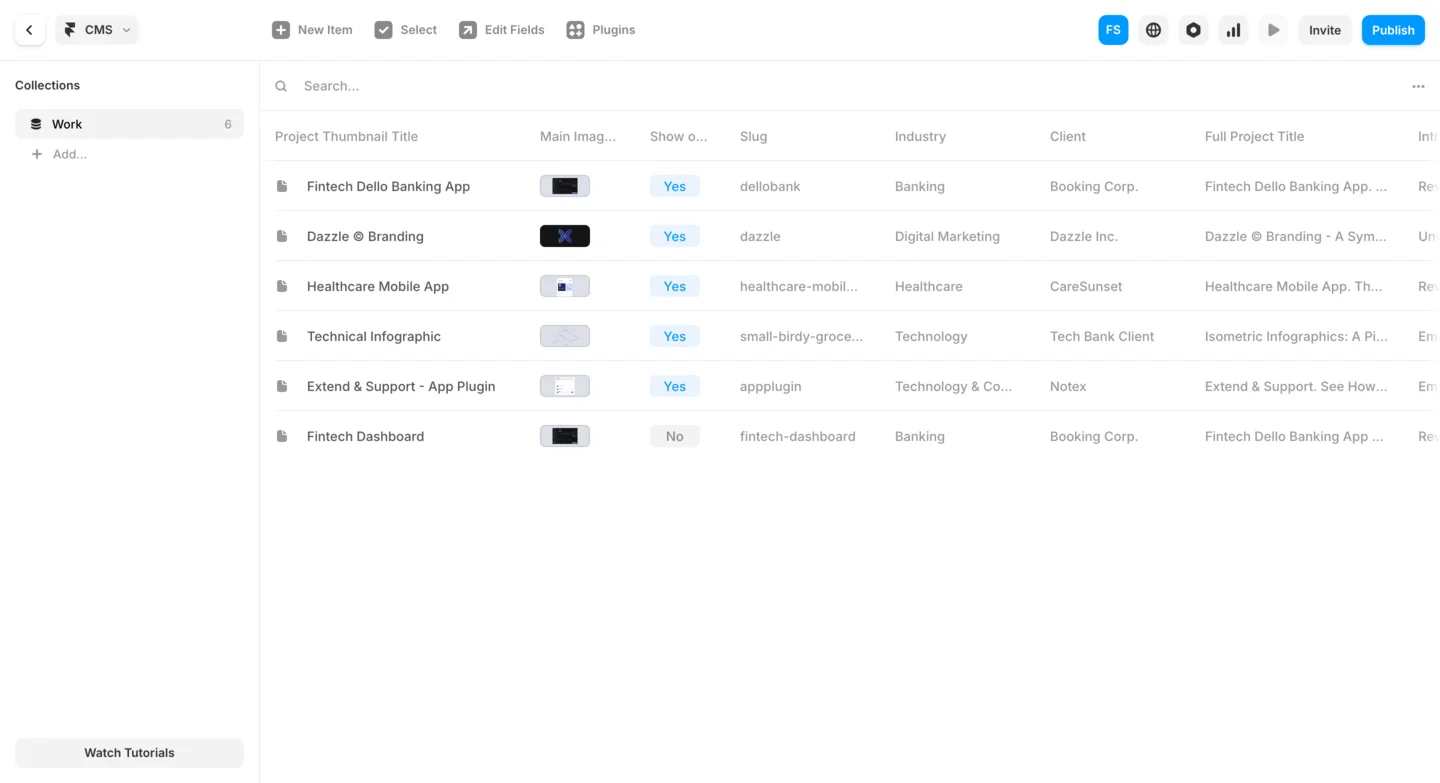 Framer CMS page