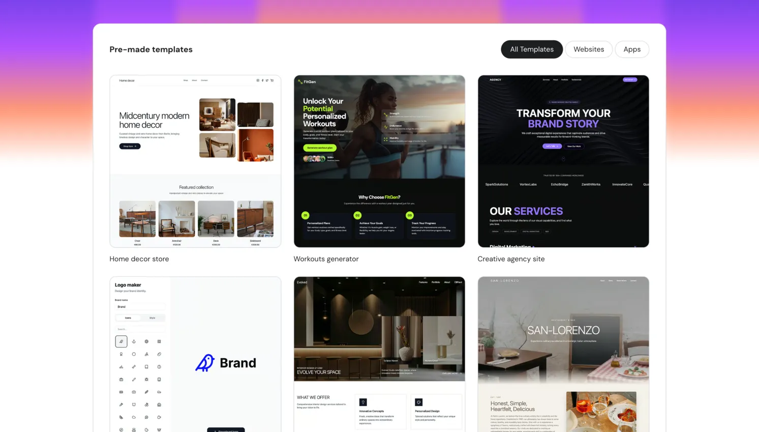 Hostinger AI builder templates