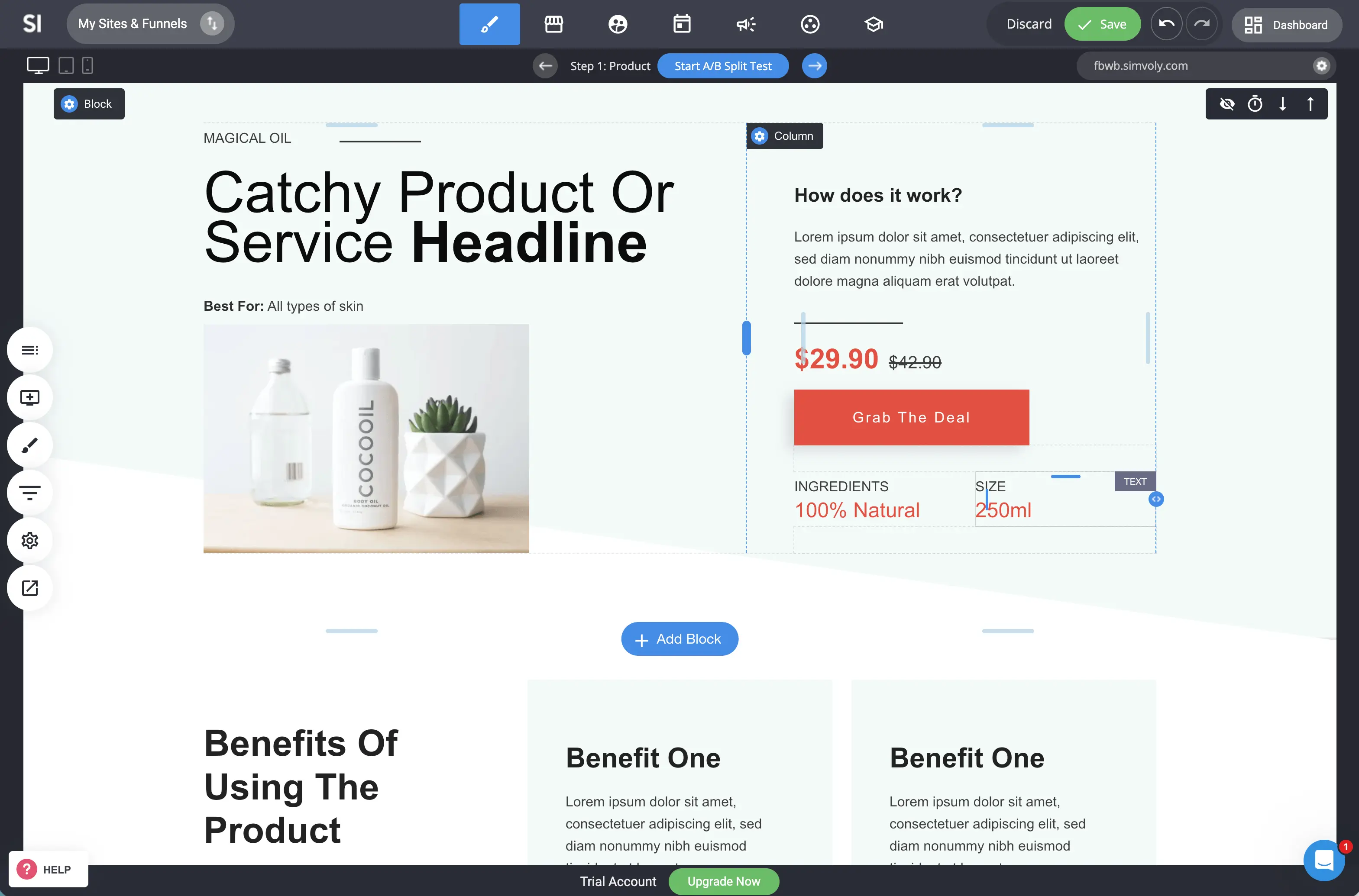 Simvoly dashboard