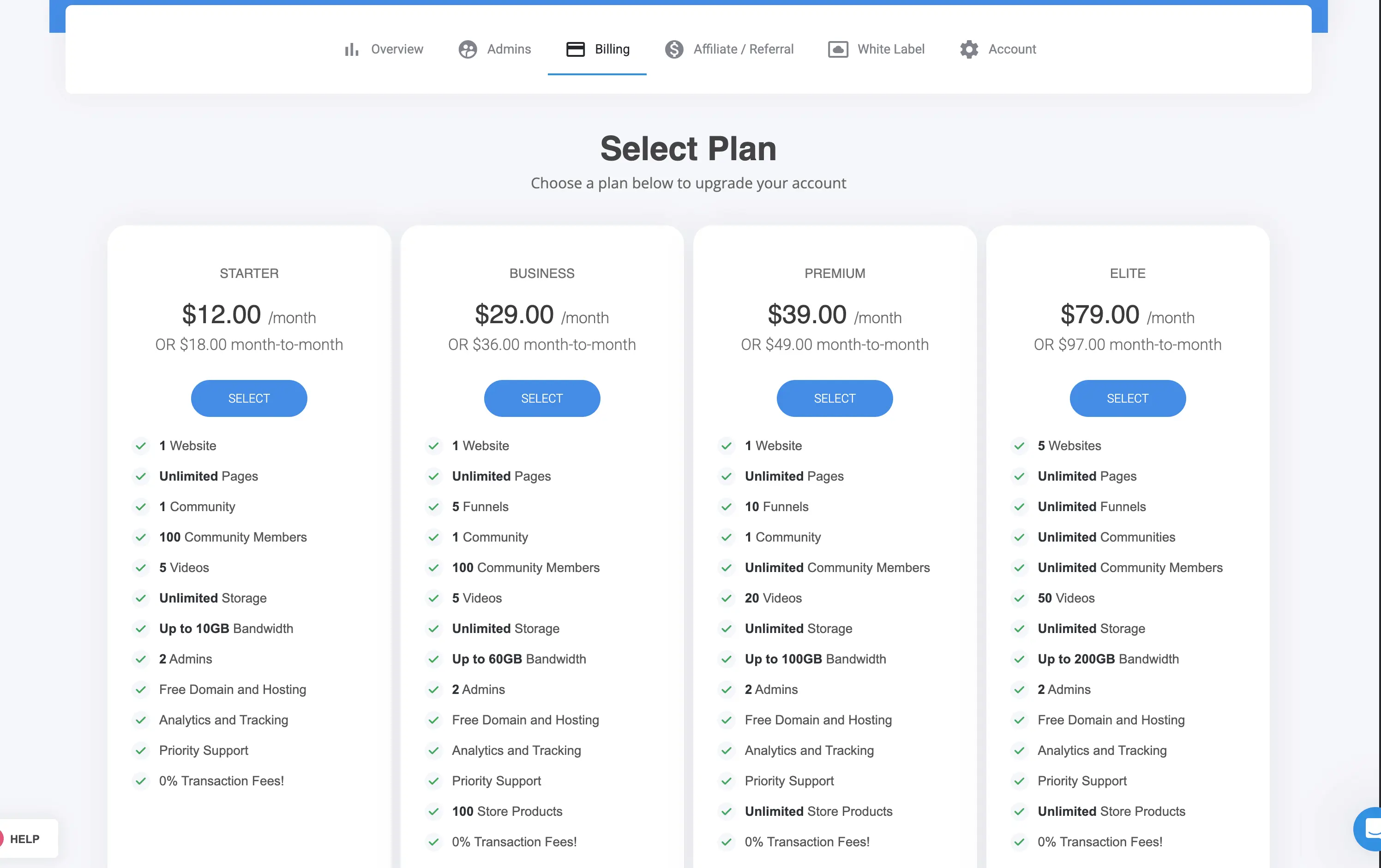 Simvoly pricing plans