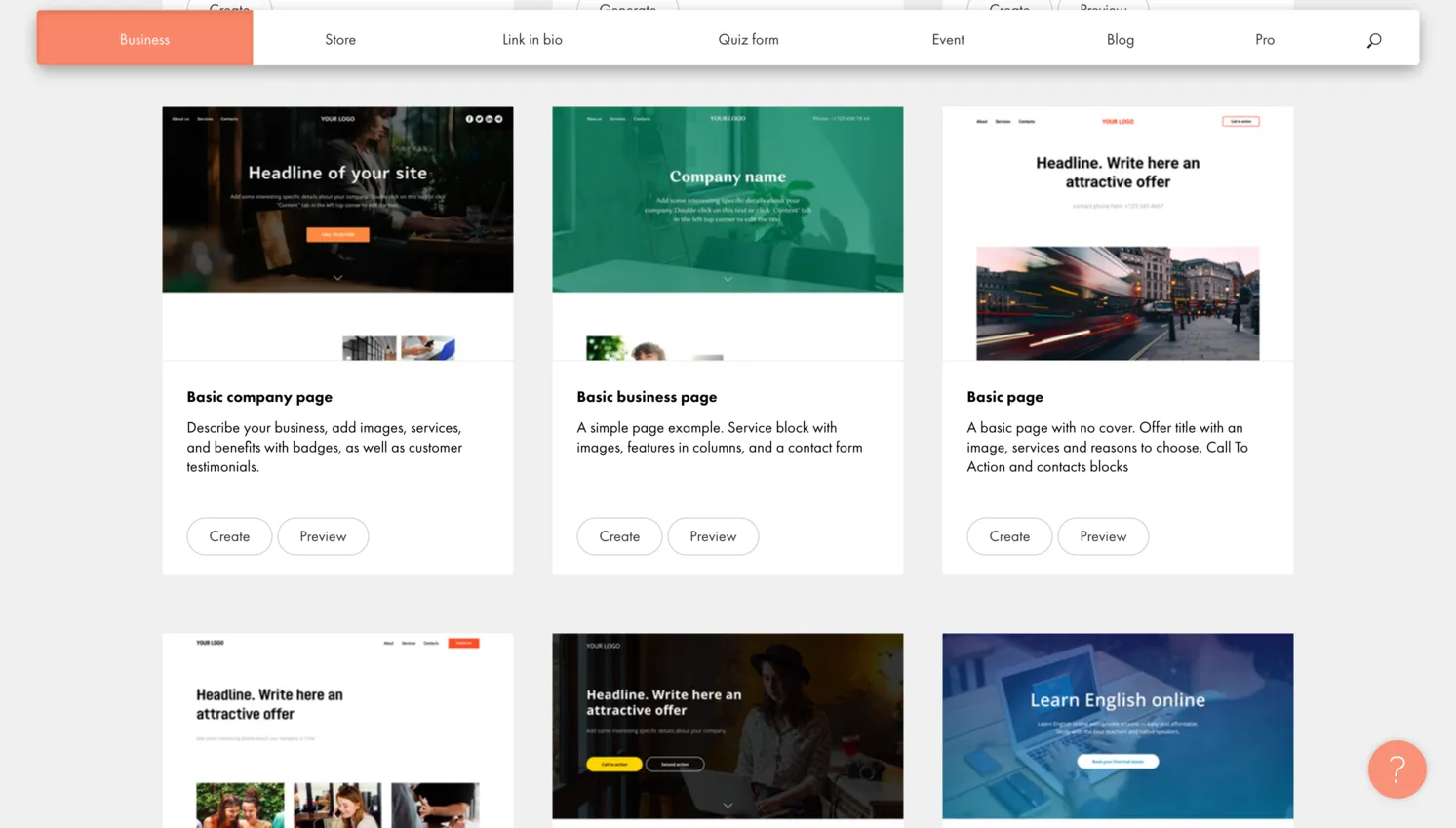 Tilda template gallery