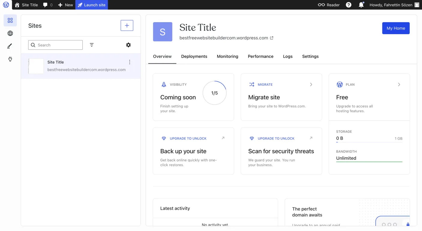 WordPress.com editor interface